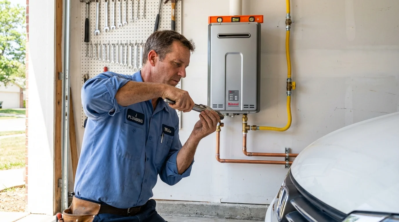 Tankless water heater installation by a Johns Plumbing LLC plumber in Herculaneum